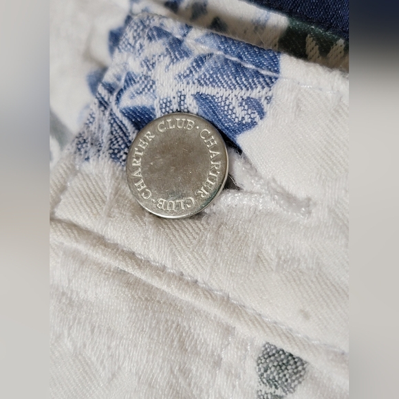 RARE Women's Charter Club White Floral Lexington Straight Pants Sz 12 LIKE NEW - Picture 9 of 15